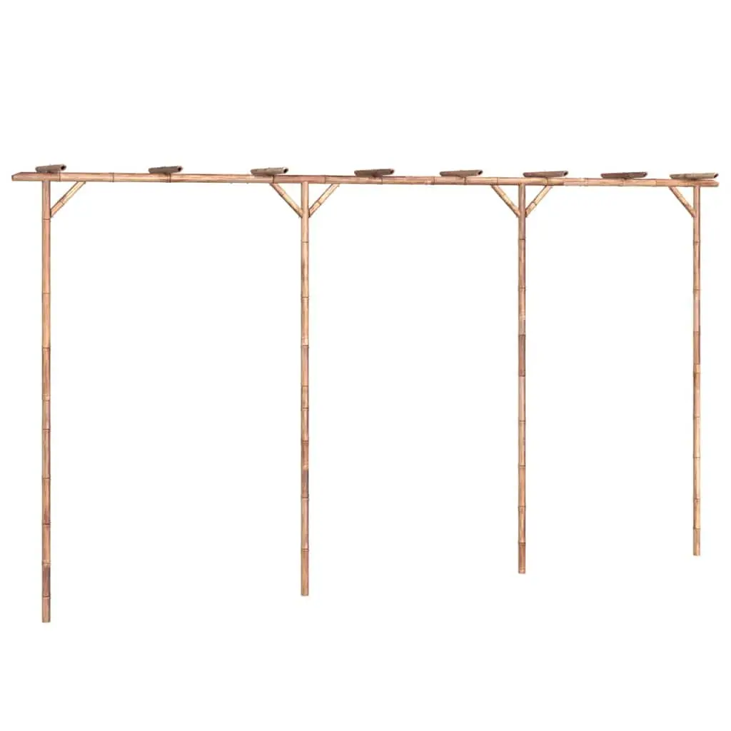 Outdoor Patio Bamboo Pergola Shade Structure Brown 385L x 40W x 205H cm Garden Trellis for Climbing Plants and Decorative Elements
