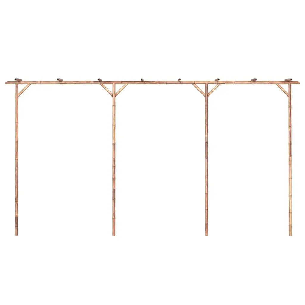 Outdoor Patio Bamboo Pergola Shade Structure Brown 385L x 40W x 205H cm Garden Trellis for Climbing Plants and Decorative Elements