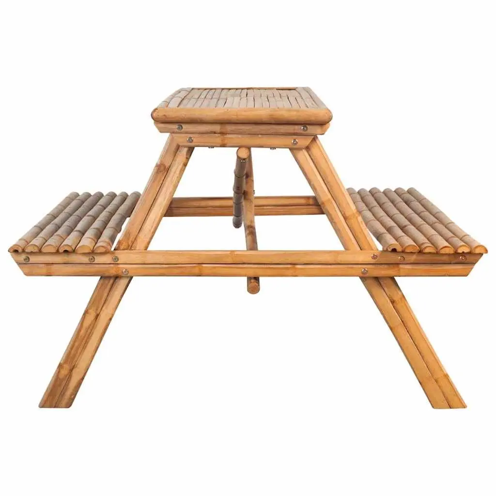 Bamboo Outdoor Dining Table Brown 115x115x81cm Garden Picnic Furniture