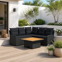 Practical 6-Piece Black PE Rattan Furniture Set for Your Home