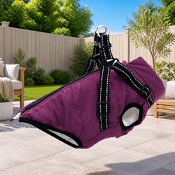 Dog Coat Purple L24 Winter Fleece Polyester Warm Outdoor Pet Jacket Reflective