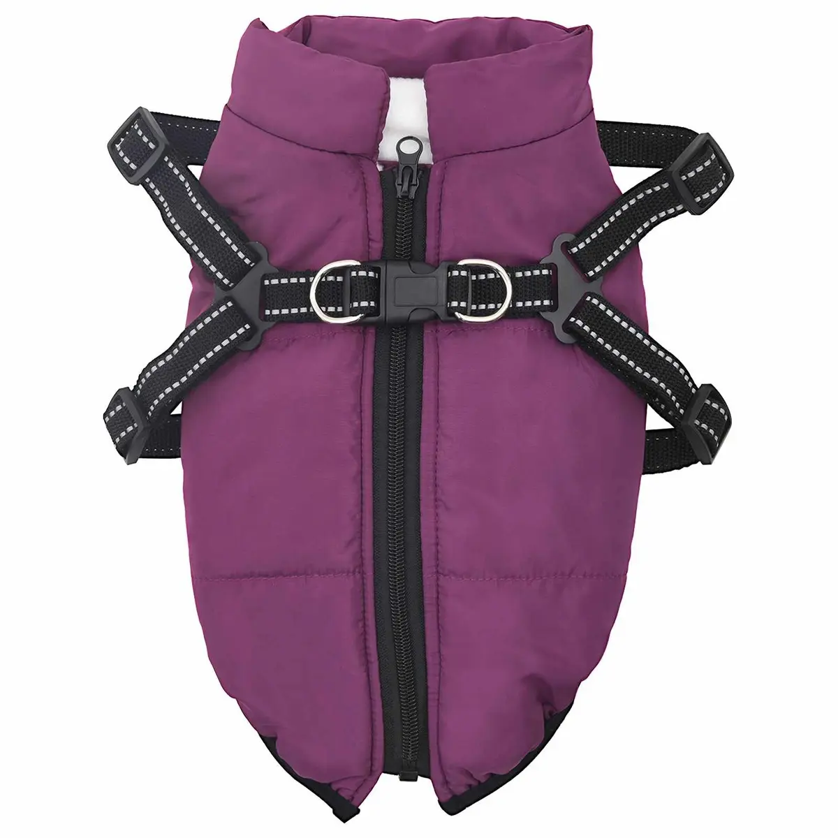 Dog Coat L28 Fleece Waterproof Windproof Adjustable Purple Polyester