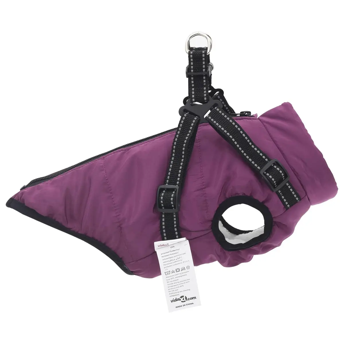 Dog Coat L28 Fleece Waterproof Windproof Adjustable Purple Polyester