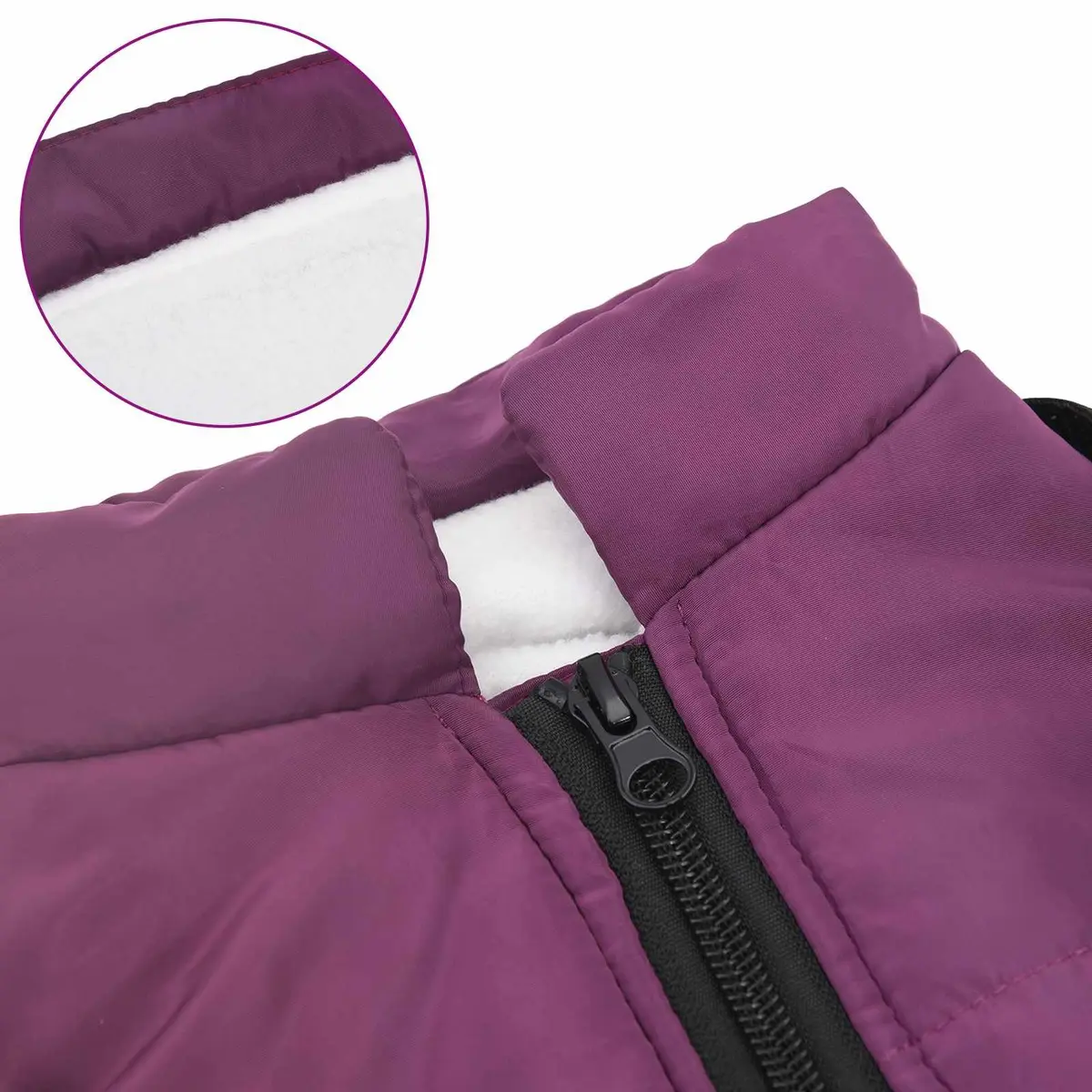 Dog Coat L28 Fleece Waterproof Windproof Adjustable Purple Polyester