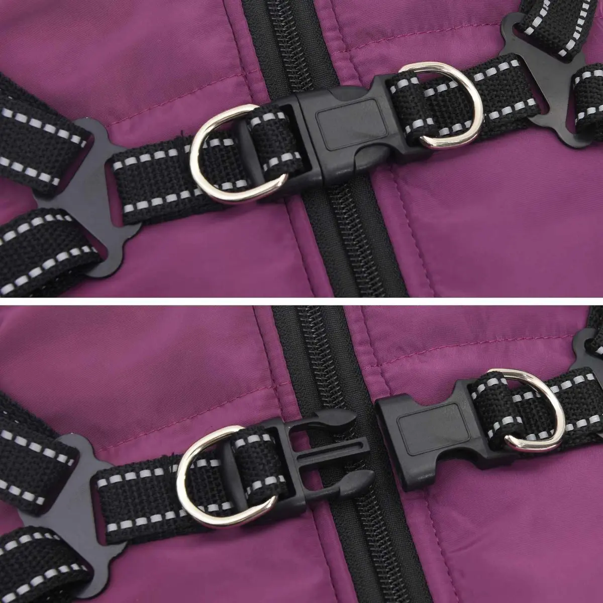Dog Coat Fleece Polyester Adjustable Windproof Water-Resistant Size L40 Purple