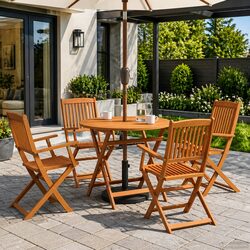 Practical 5-Piece Outdoor Dining Set for Gardens