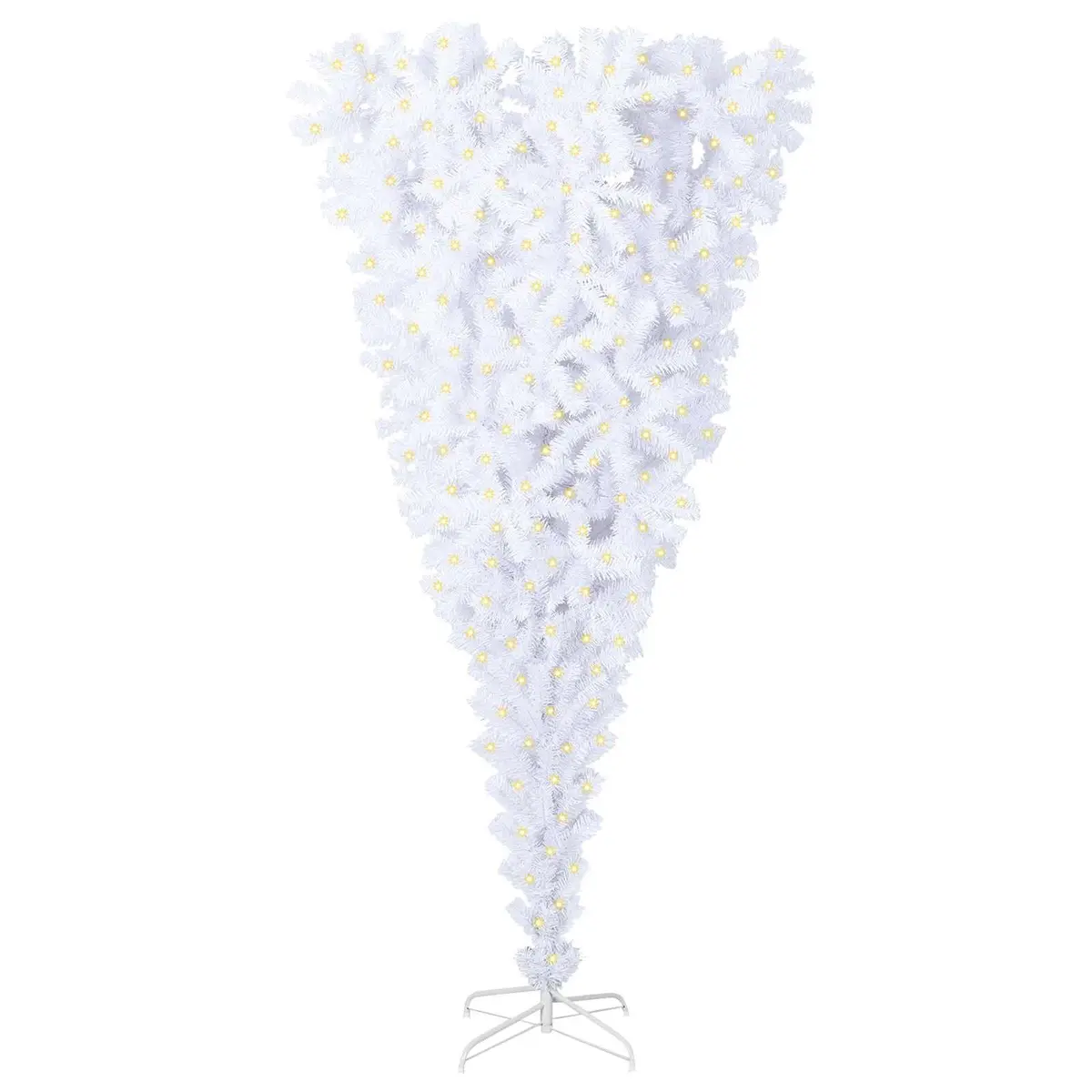 Artificial Christmas Tree PVC 240cm White with LED String Lights Steel Stand Indoor Outdoor
