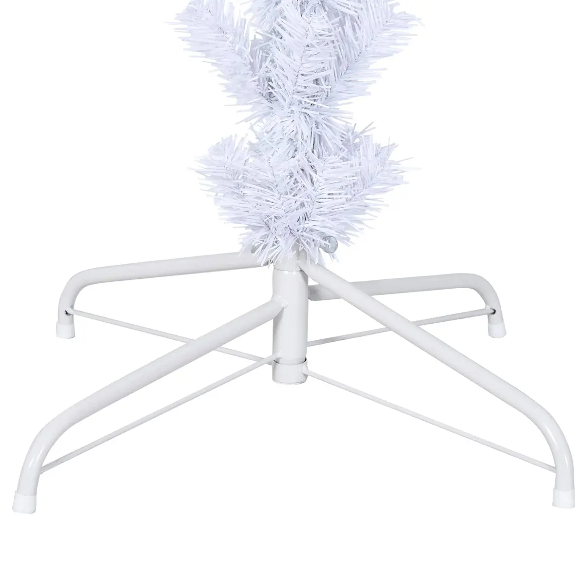 Artificial Christmas Tree PVC 240cm White with LED String Lights Steel Stand Indoor Outdoor
