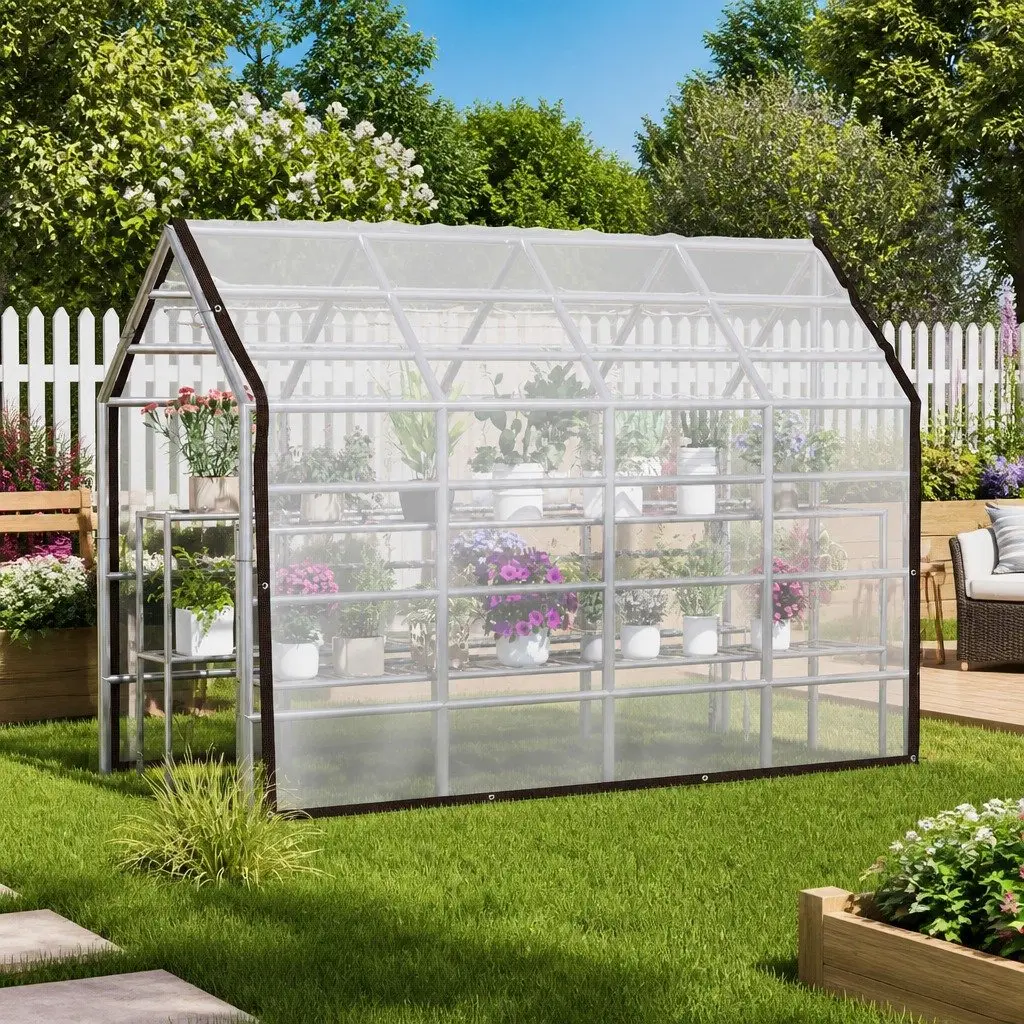 Transparent Tarpaulin 3 x 4 m Rectangular Water-resistant Polyethylene Garden Outdoor Cover