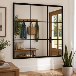 60x60cm Wall-Mounted Black Mirror for Bedroom and Living Room