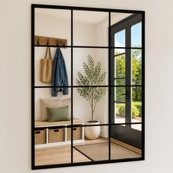 Functional Black Metal Wall Mirror 80x60 cm for Any Room