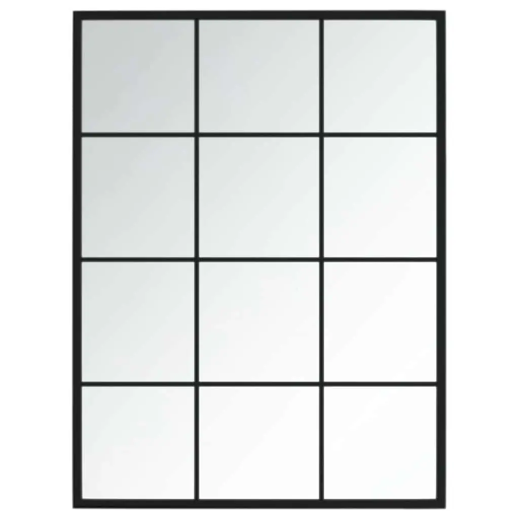 Wall Mirror Metal Frame 80x60 cm Black Hanging Indoor Home Decor