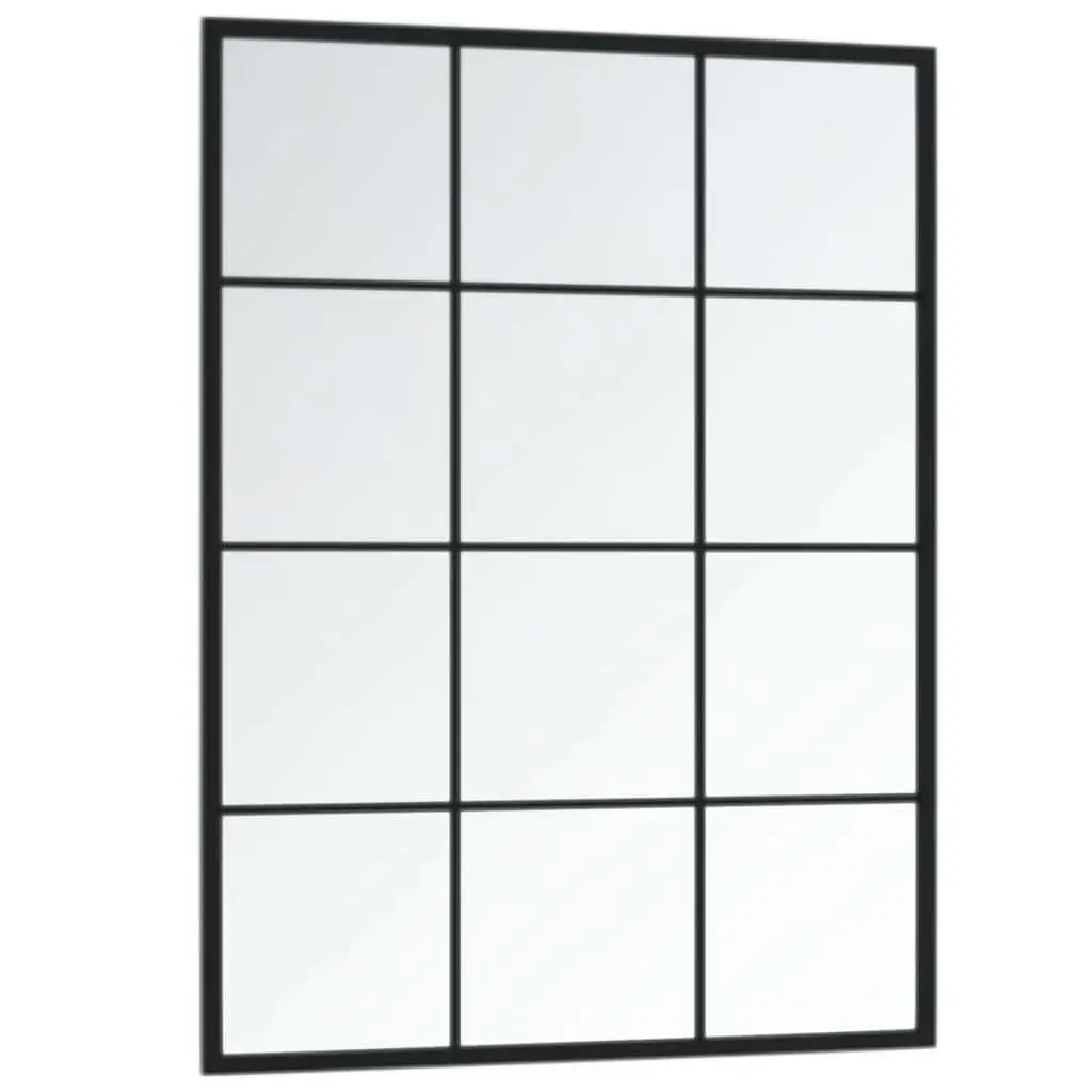 Wall Mirror Metal Frame 80x60 cm Black Hanging Indoor Home Decor