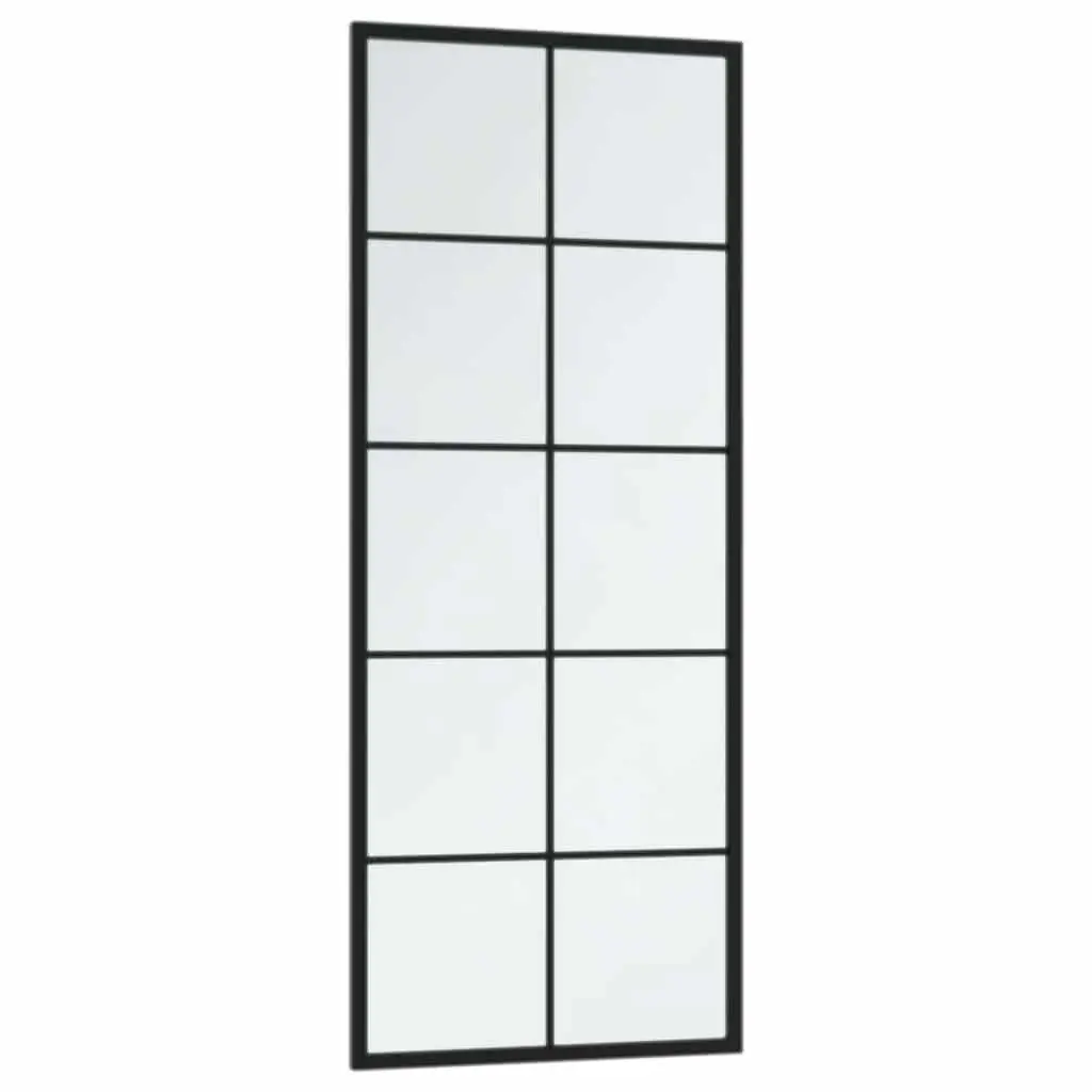 Wall Mounted Mirror Metal Frame 100x40cm Black Horizontal Vertical Indoor Decor