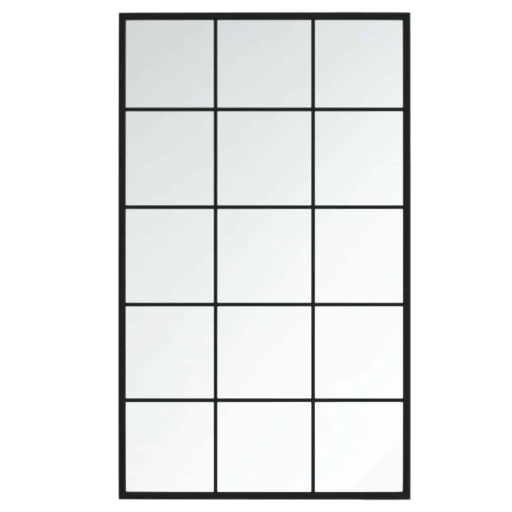 Wall Mirror Black 100x60 cm Metal Frame Home Decor Bathroom Bedroom Hanging