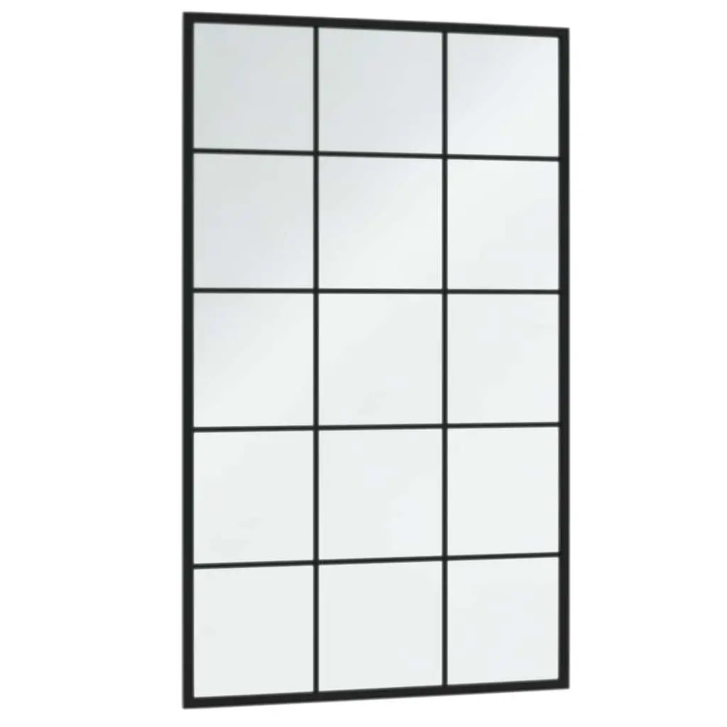 Wall Mirror Black 100x60 cm Metal Frame Home Decor Bathroom Bedroom Hanging