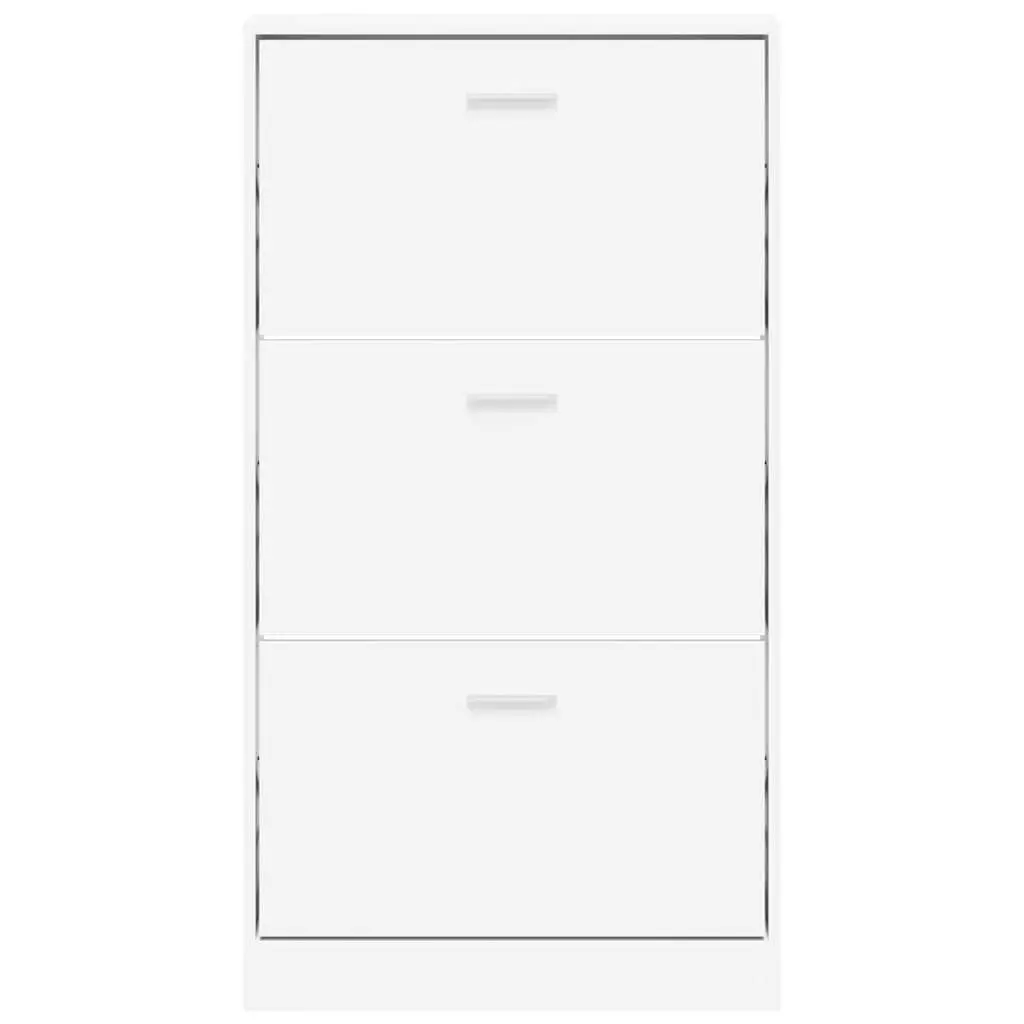 Shoe Cabinet Engineered Wood 59x17x108 cm White Storage Organiser with 3 Drawers