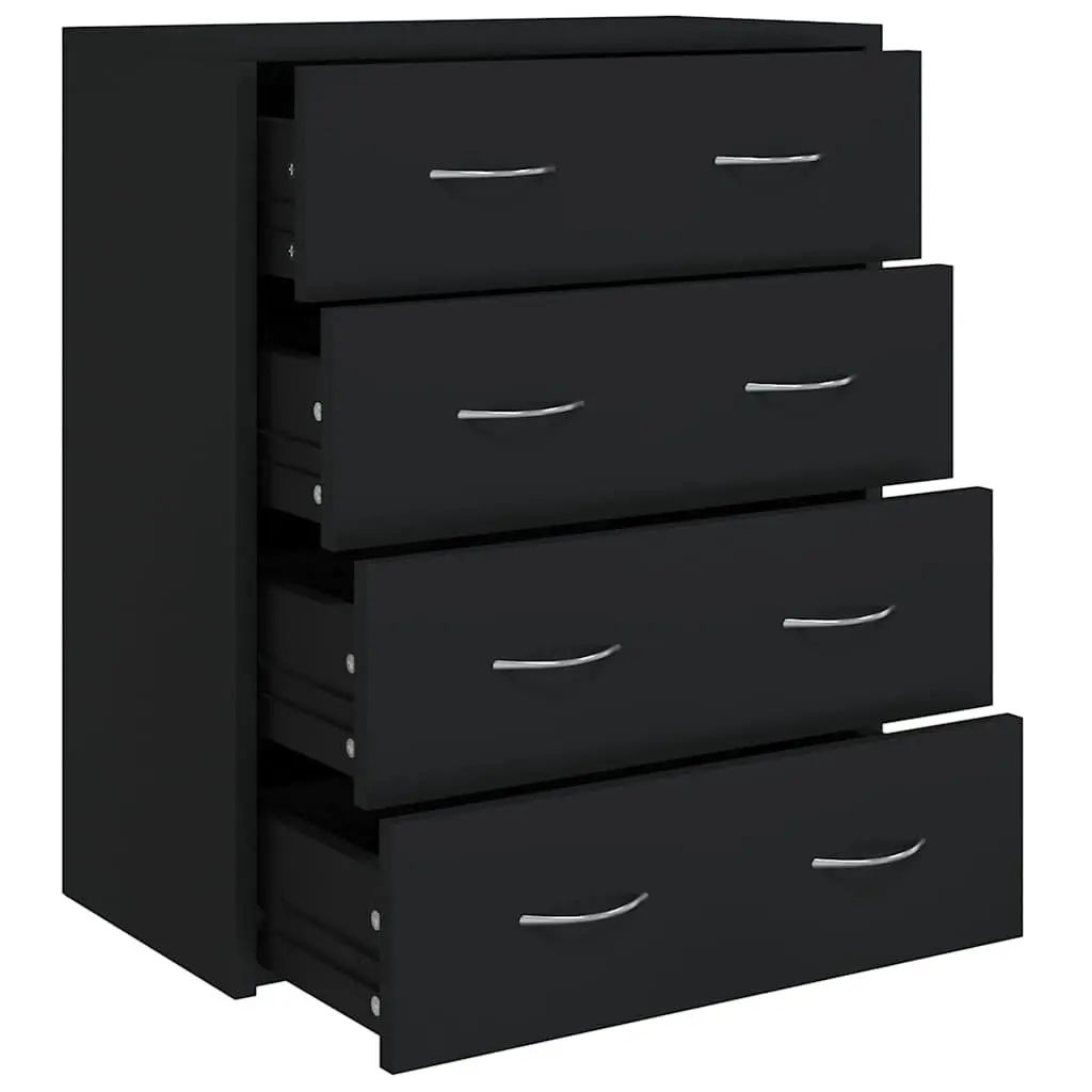 Sideboard Cabinet with 4 Drawers Storage Furniture Black 60x30.5x71cm Display