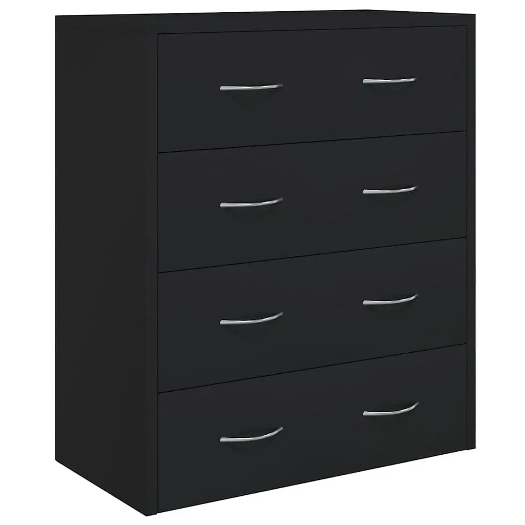 Sideboard Cabinet with 4 Drawers Storage Furniture Black 60x30.5x71cm Display