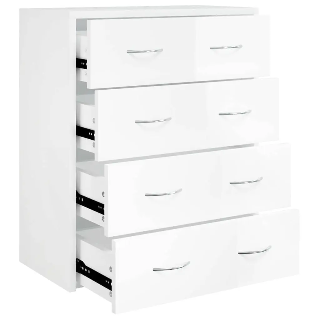 Sideboard Cabinet 4 Drawers Storage Furniture High Gloss White 60x30.5x71cm