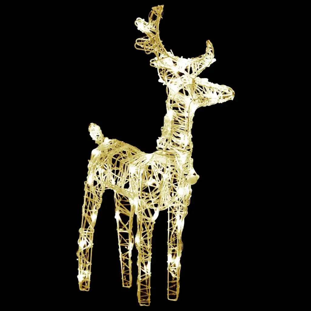 Christmas Reindeer LED Lights Acrylic 2 Piece Set Warm White Outdoor Yard Decoration