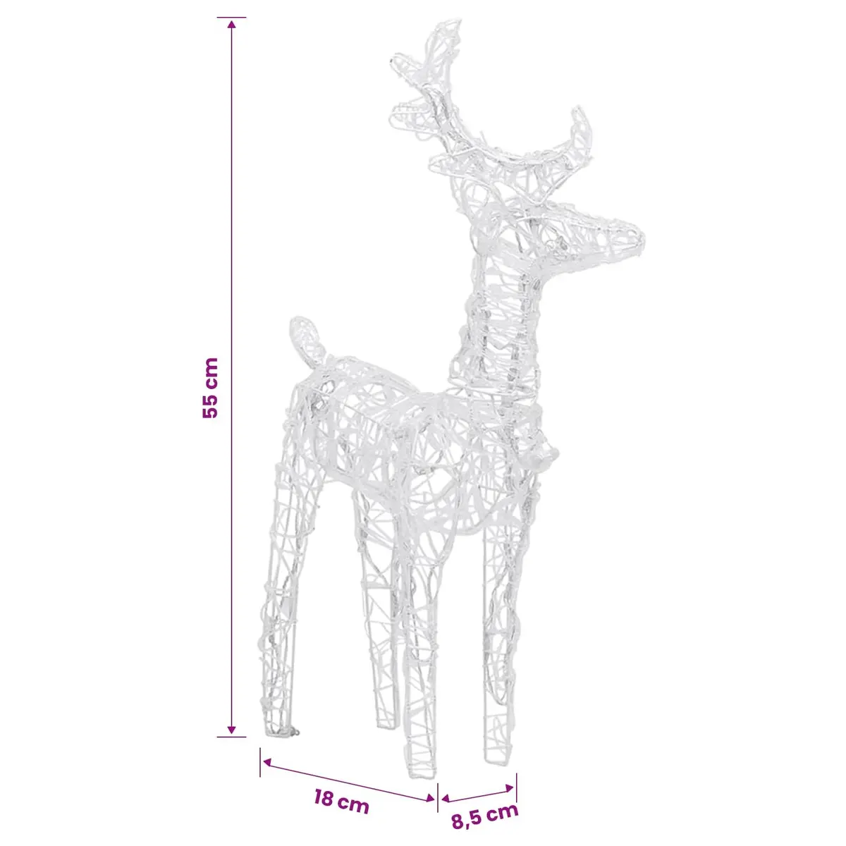 Christmas Reindeer LED Lights Acrylic 2 Piece Set Warm White Outdoor Yard Decoration