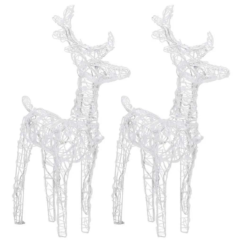 Christmas Reindeer Outdoor Decoration 2pc Cold White 80 LED Lights Acrylic Yard