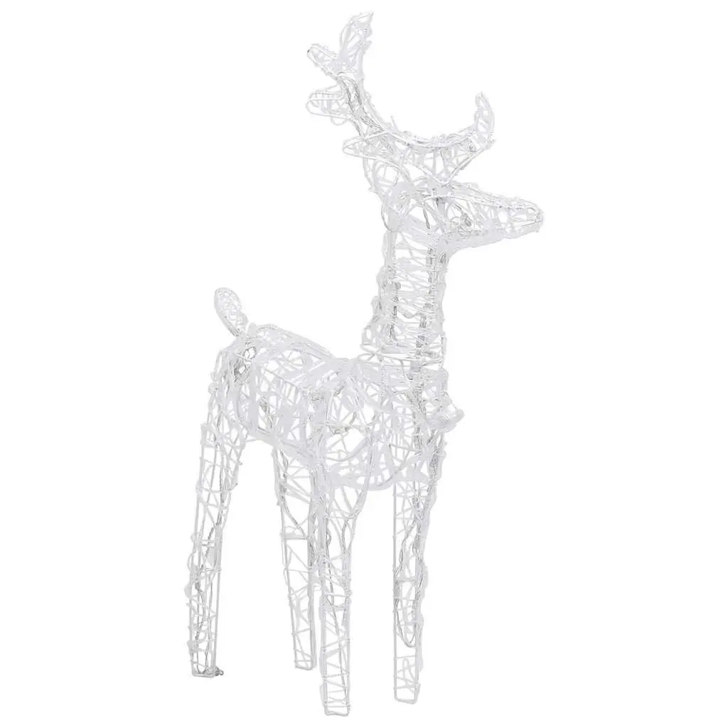 Christmas Reindeer Outdoor Decoration 2pc Cold White 80 LED Lights Acrylic Yard