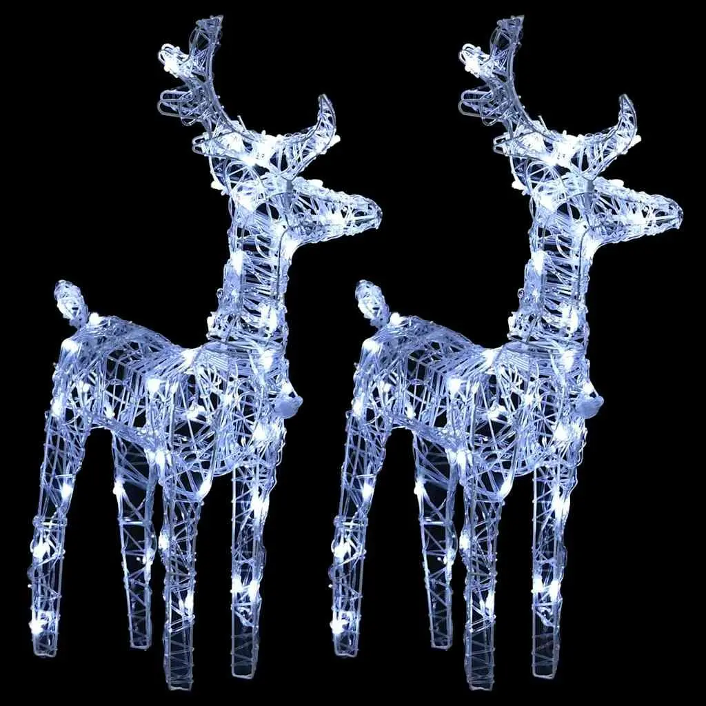Christmas Reindeer Outdoor Decoration 2pc Cold White 80 LED Lights Acrylic Yard