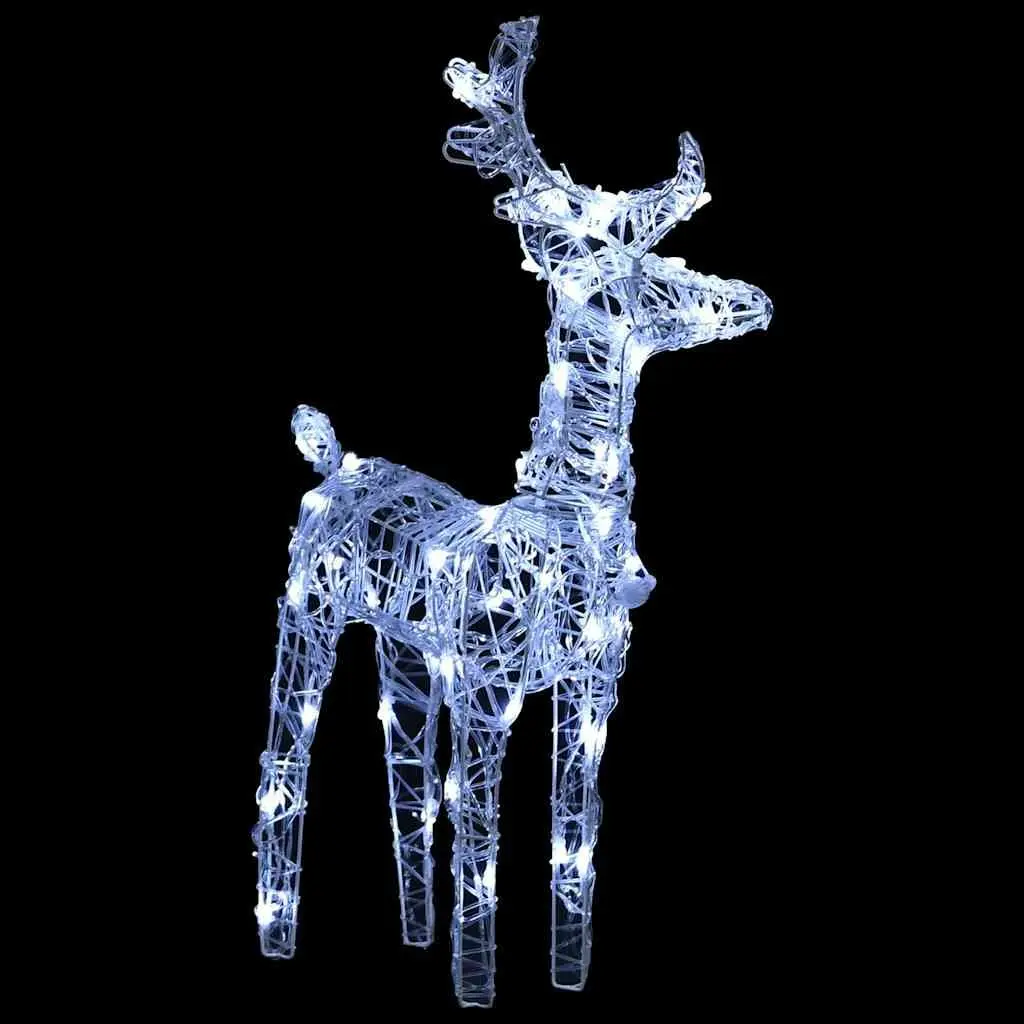 Christmas Reindeer Outdoor Decoration 2pc Cold White 80 LED Lights Acrylic Yard