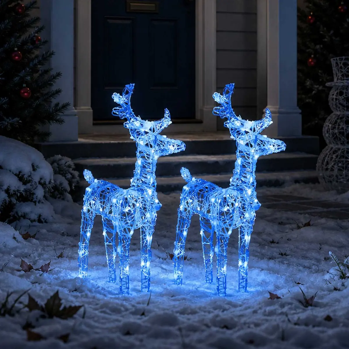 Christmas Reindeer Lights 2 pcs Blue Acrylic Outdoor Yard Decoration LED Display