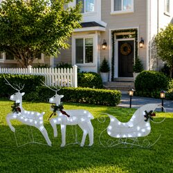 Practical Christmas Reindeer Sleigh Decoration for Outdoors