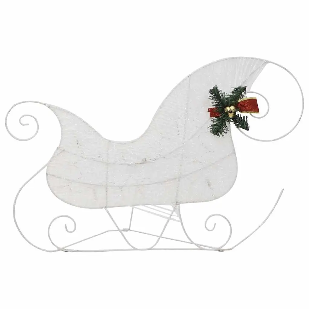 Outdoor Christmas Decoration Reindeer Sleigh Mesh Metal Frame 60 LED Lights White