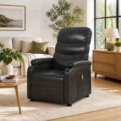 Electric Massage Chair Black Recliner with 6 Massage Points Hand Control