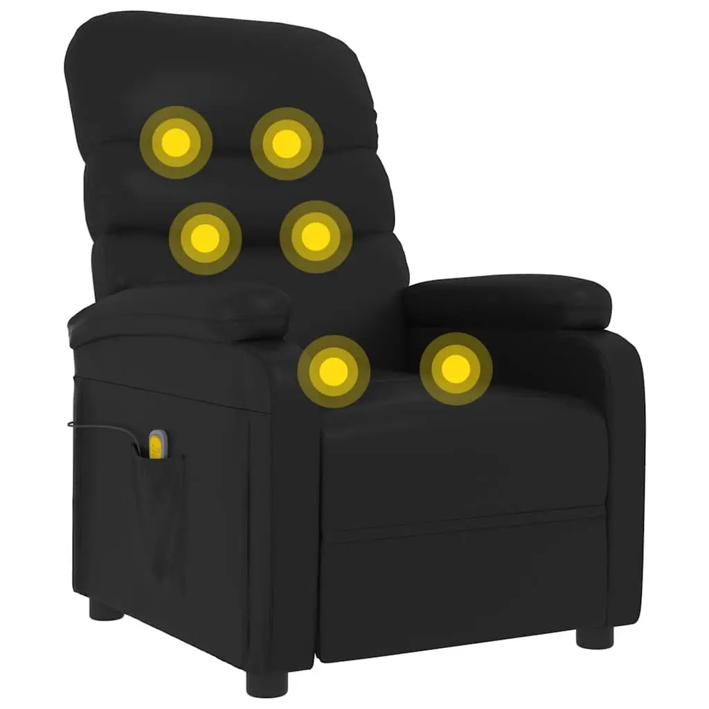 Electric Massage Chair Faux Leather Black Recliner 6 Massage Points