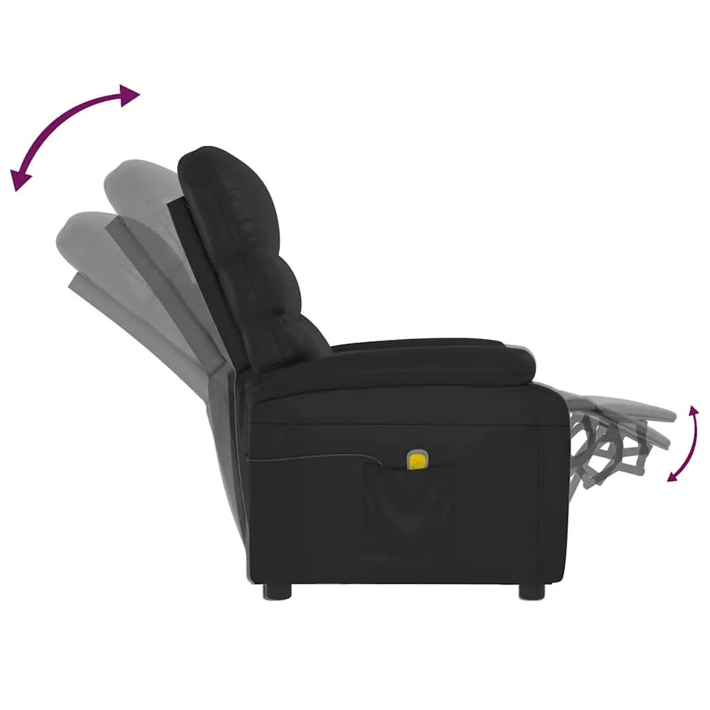 Electric Massage Chair Faux Leather Black Recliner 6 Massage Points