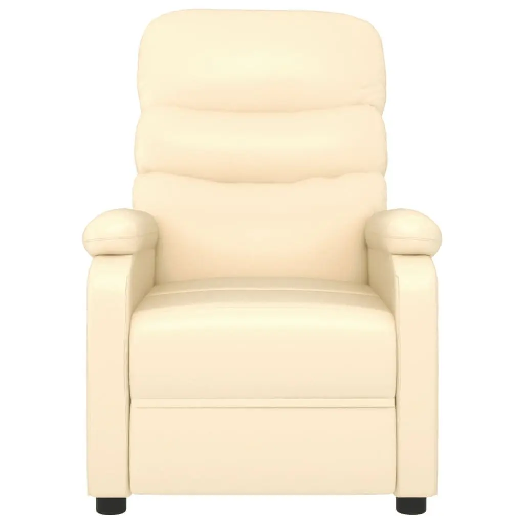 Reclining Electric Massage Chair Faux Leather Cream 6 Point Vibration Comfort