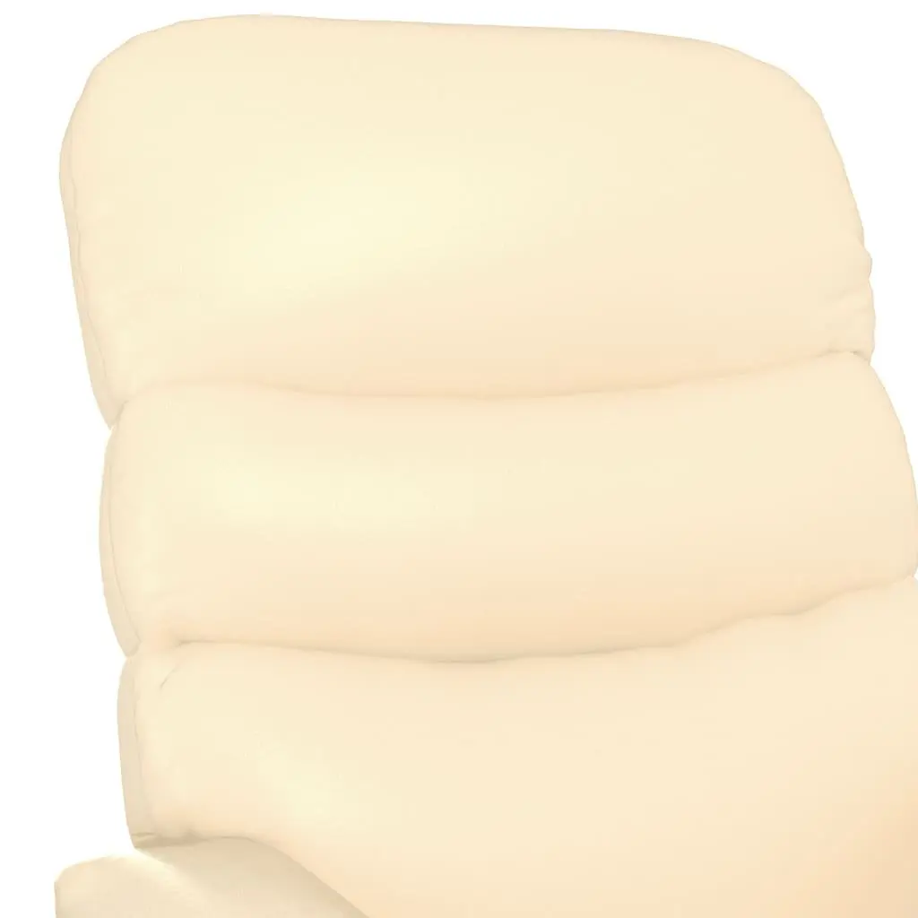 Reclining Electric Massage Chair Faux Leather Cream 6 Point Vibration Comfort