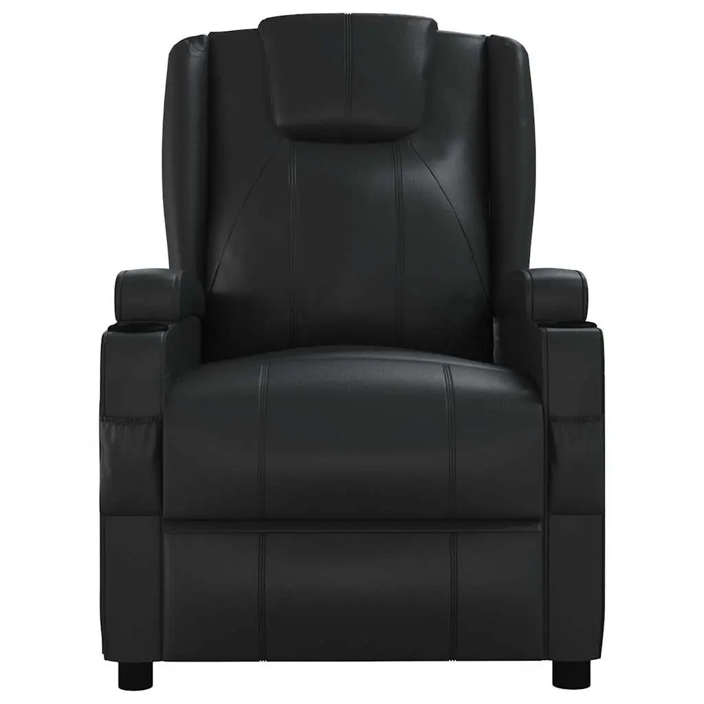 Electric Massage Chair Faux Leather Black Reclining Armchair 6 Points Vibration