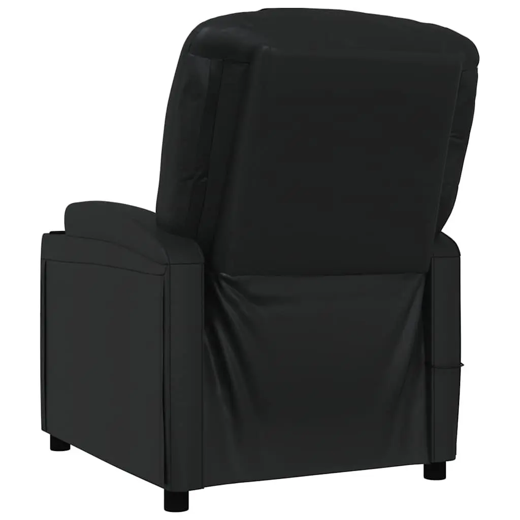 Electric Massage Chair Faux Leather Black Reclining Armchair 6 Points Vibration
