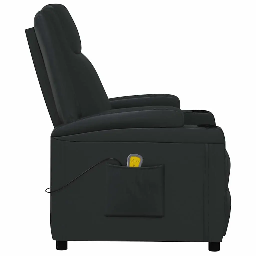 Electric Massage Chair Faux Leather Black Reclining Armchair 6 Points Vibration