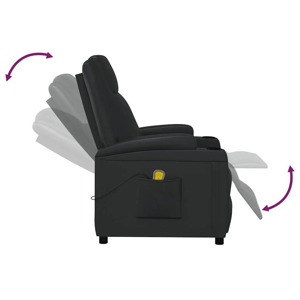 Electric Massage Chair Faux Leather Black Reclining Armchair 6 Points Vibration