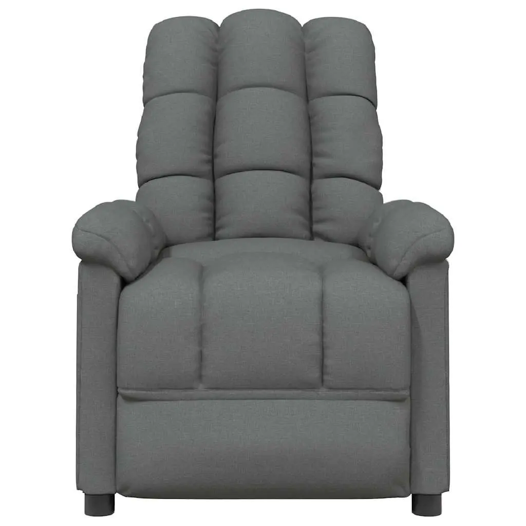 Electric Massage Chair Grey Fabric Reclining 3 Positions 6 Points Vibration Hand Control