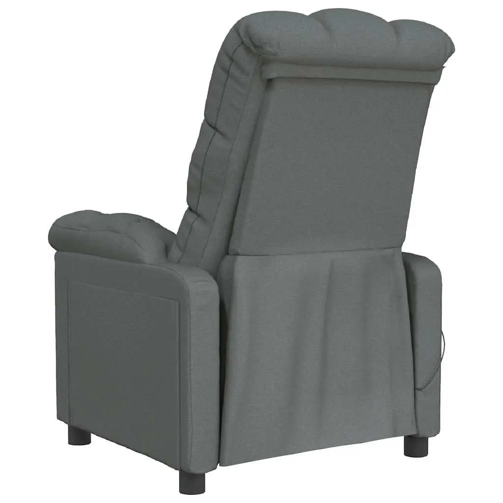 Electric Massage Chair Grey Fabric Reclining 3 Positions 6 Points Vibration Hand Control