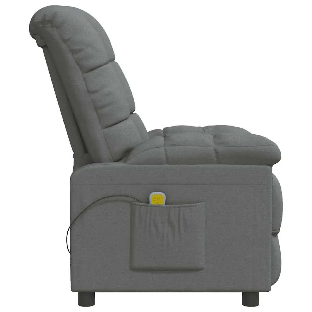 Electric Massage Chair Grey Fabric Reclining 3 Positions 6 Points Vibration Hand Control