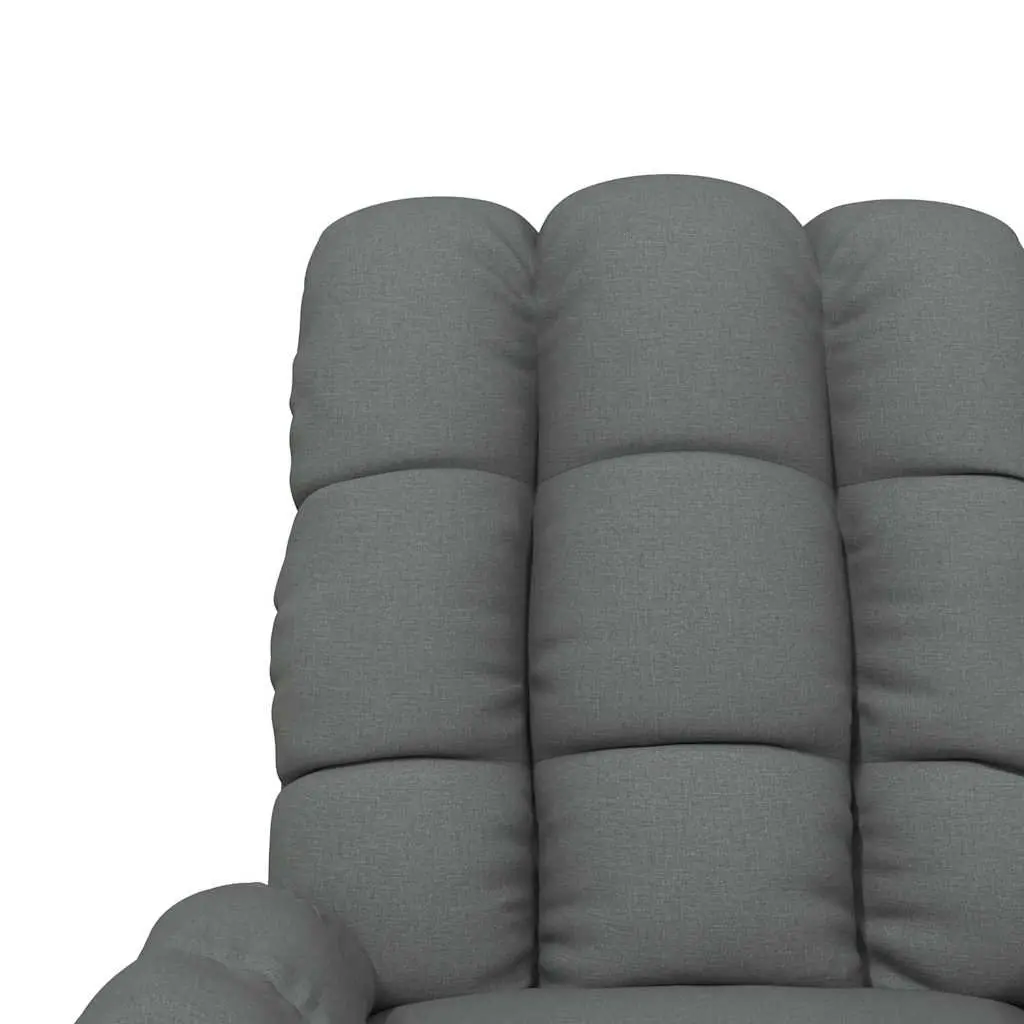 Electric Massage Chair Grey Fabric Reclining 3 Positions 6 Points Vibration Hand Control