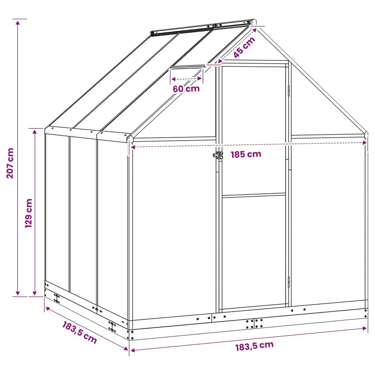 Garden Greenhouse Tunnel Frame Aluminium and Galvanised Steel 183.5cm Adjustable Height Anthracite