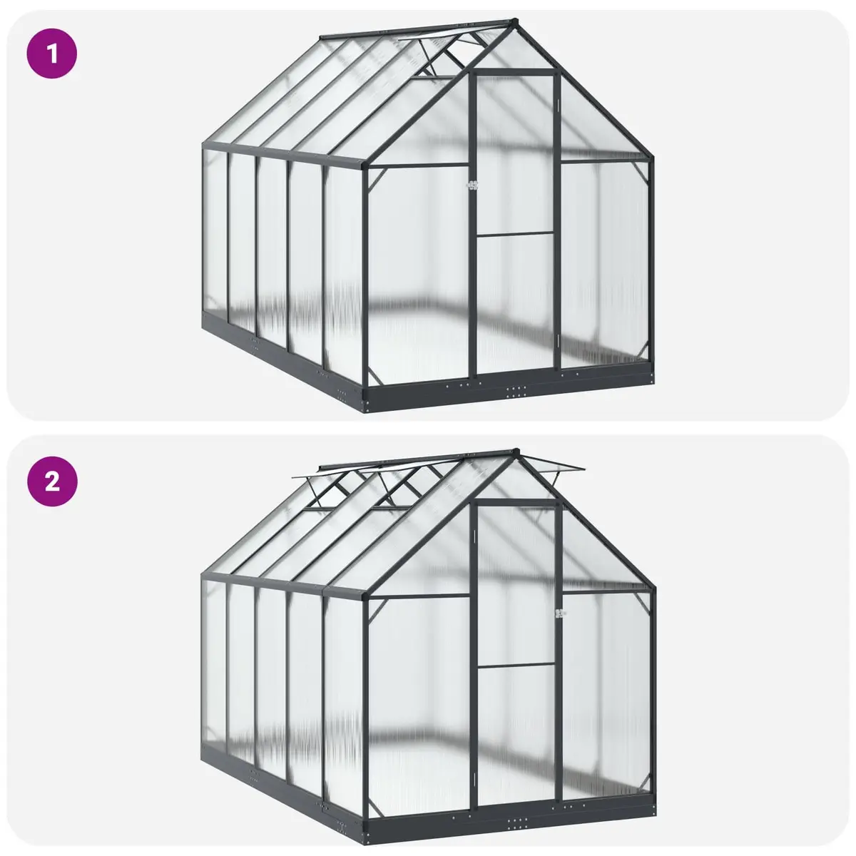 Garden Greenhouse Tunnel Adjustable Height Anthracite 183.5 x 303.5 x 207 cm Aluminium Galvanised Steel