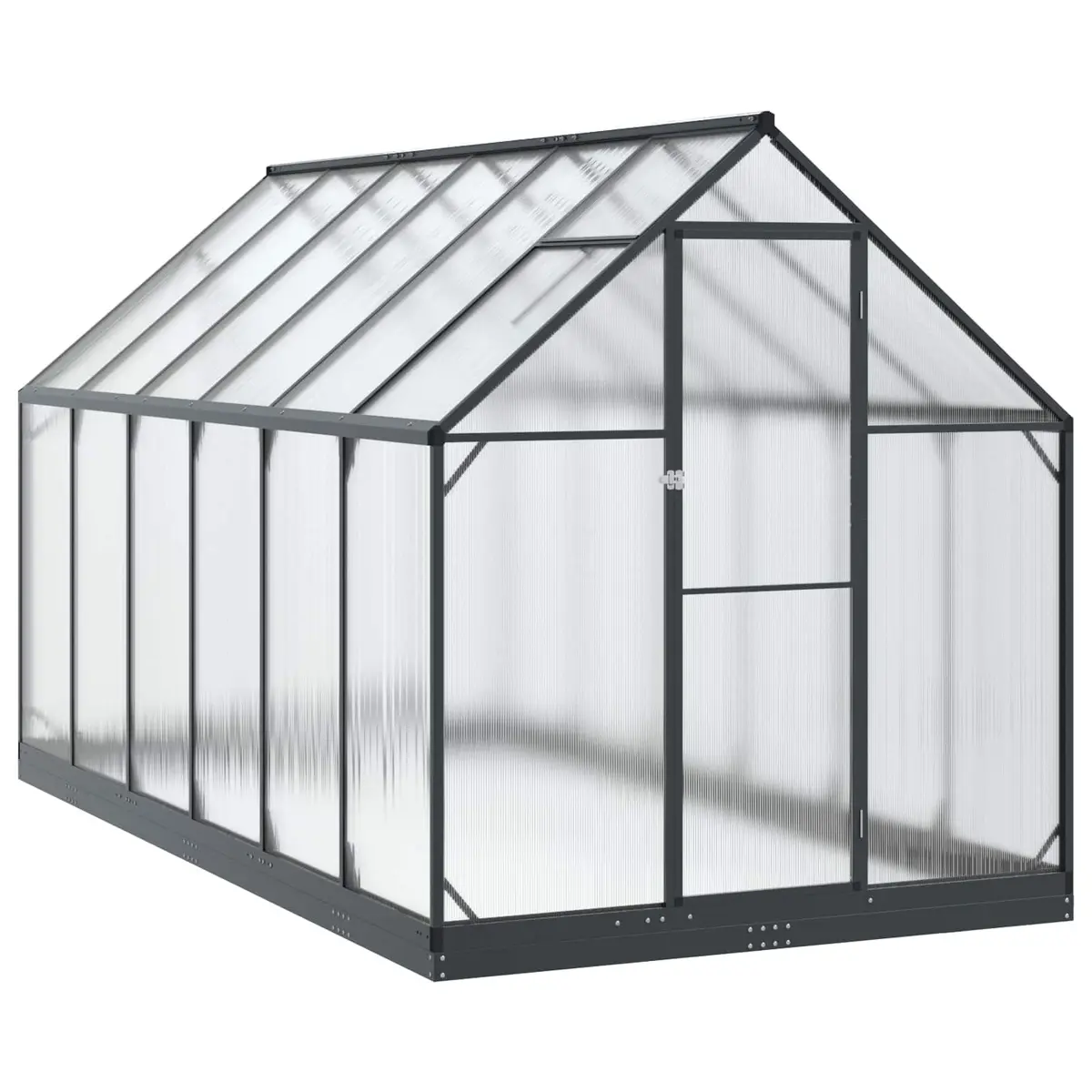 Garden Greenhouse Tunnel Adjustable Height Portable Anthracite 183.5 x 363.5 x 207 cm Aluminium Galvanised Steel