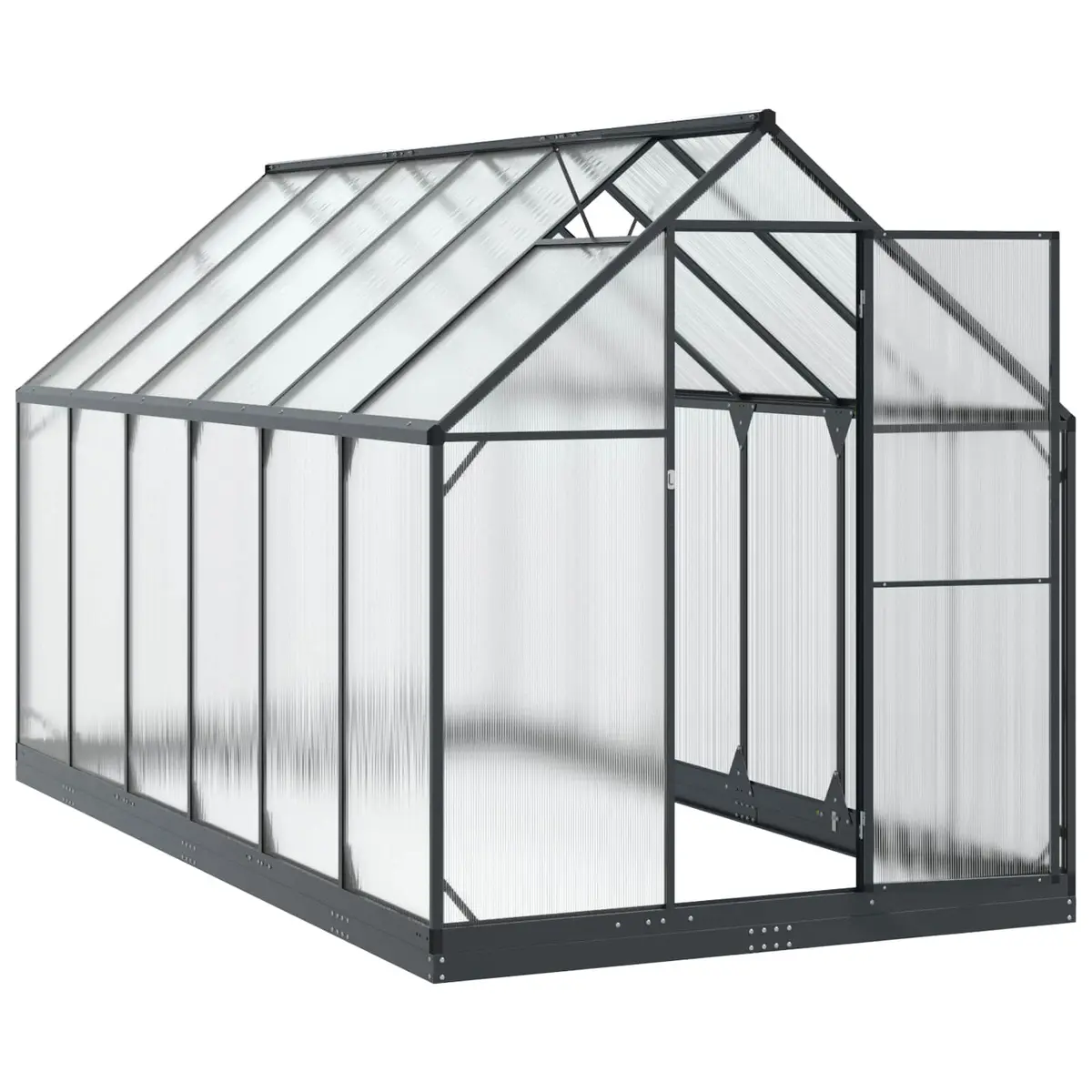 Garden Greenhouse Tunnel Adjustable Height Portable Anthracite 183.5 x 363.5 x 207 cm Aluminium Galvanised Steel